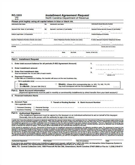 Free Installment Agreement Form Samples In Pdf Ms Word