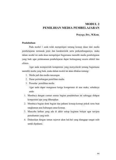 Modul 2 Pemilihan Media Pembelajaran