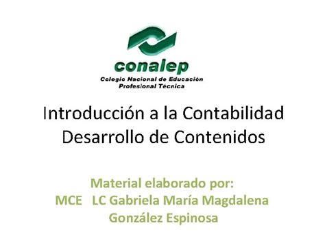 Introduccin A La Contabilidad Desarrollo De Contenidos Material