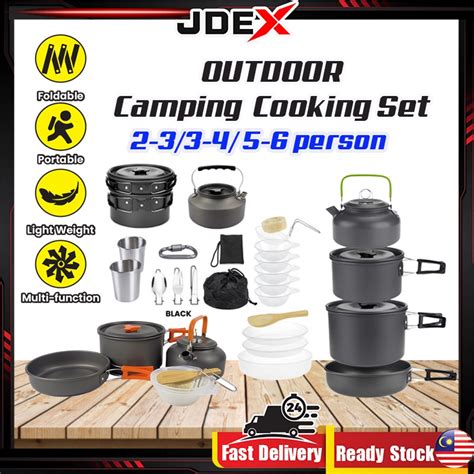 JDEX 4 5 Person Outdoor Camping Cooking Set Camping Cookware Hiking