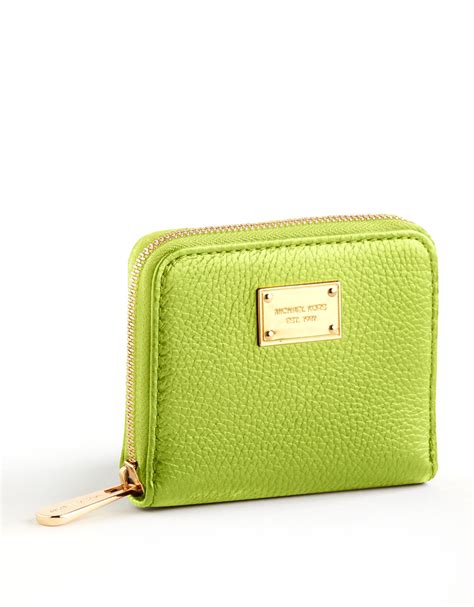 Michael Michael Kors Small Zip Around Leather Wallet In Lime Green Lyst