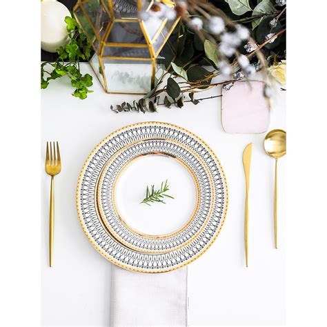 Jual European Fine Dining Set With Gold Rim Dinner Set With Gold Rim