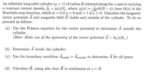 Solved An Infinitely Long Solid Cylinder U Solutioninn