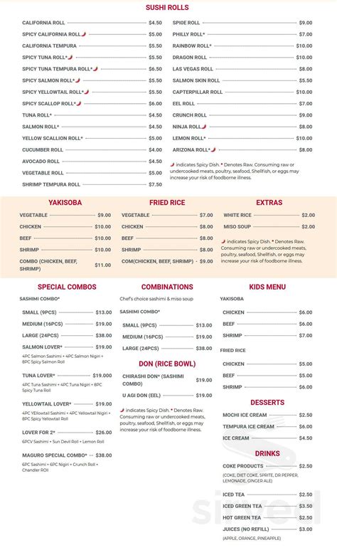 Maguro Sushi And Ramen Menu In Chandler Arizona USA