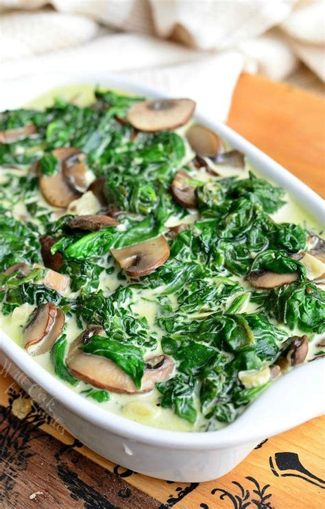 Creamed Spinach And Mushrooms In White Wine Sauce Will Cook For Smiles