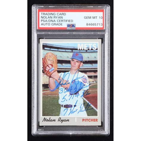 Nolan Ryan Signed 1970 Topps 712 Inscribed 7 No Hitters 5 714 K