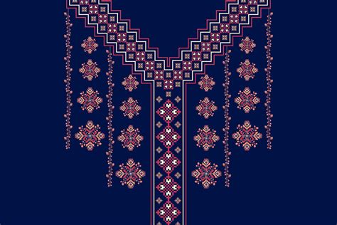 Ethnic Cross Stitch Pattern Ethnic Neckline Embroidery Design