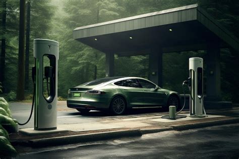 Premium AI Image | electric car charging station green energy