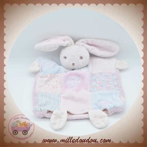 Kaloo Doudou Lapin Marionnette Rose Bleu Patchwork Fleur Sos Boutique