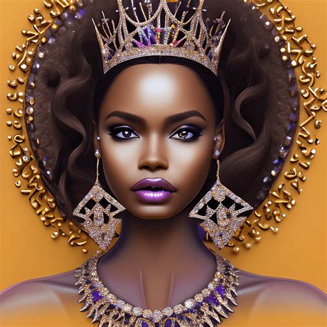 Elegant Brown Skin Melanin Woman Wearing Diamonds Black Queen Jeweled