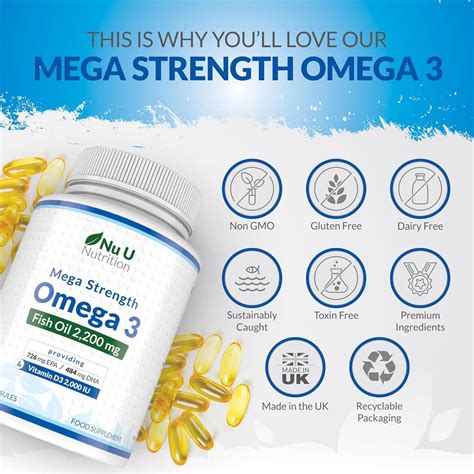 Omega 3 Fish Oil 2200mg And Vitamin D3 2000iu 250 Capsules Over 4 Month