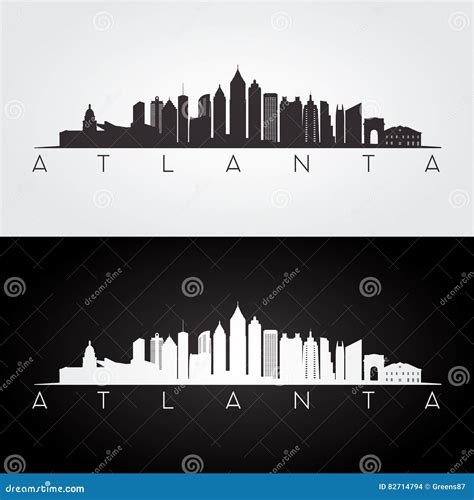 Atlanta Skyline Silhouette Stock Vector Illustration Of Design 82714794