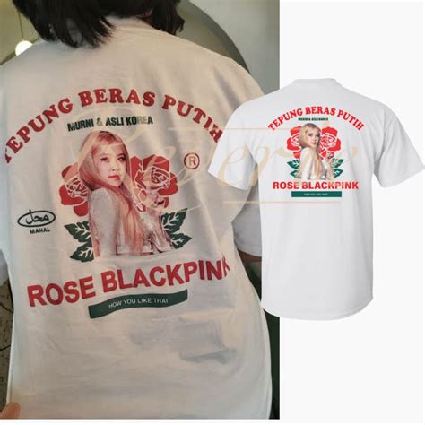 Jual TSHIRT KAOS TEPUNG BERAS ROSE BLACKPINK BAJU PARODI MEME BLACK