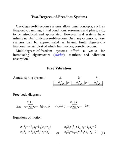 Mech Lecture Notes Two Degrees Of Freedom Systems Two