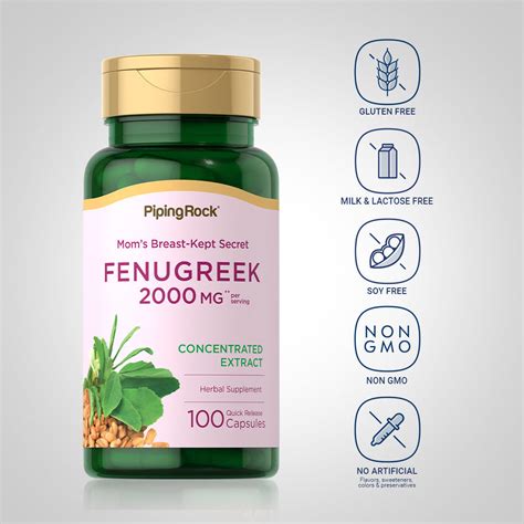 Fenugreek 2000 Mg Per Serving 100 Quick Release Capsules