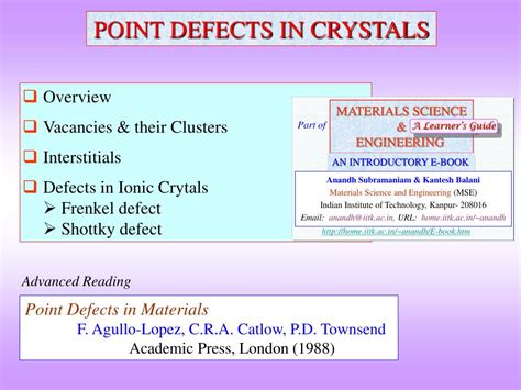 PPT - POINT DEFECTS IN CRYSTALS PowerPoint Presentation, free download - ID:389339