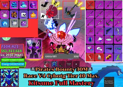 Account Blox Fruit Bounty Pirates 30M Lv 2550 Max Kitsune Full