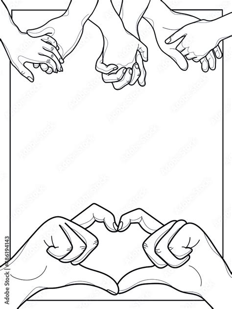 Vector illustration black outline holding hands Stock Vector | Adobe Stock