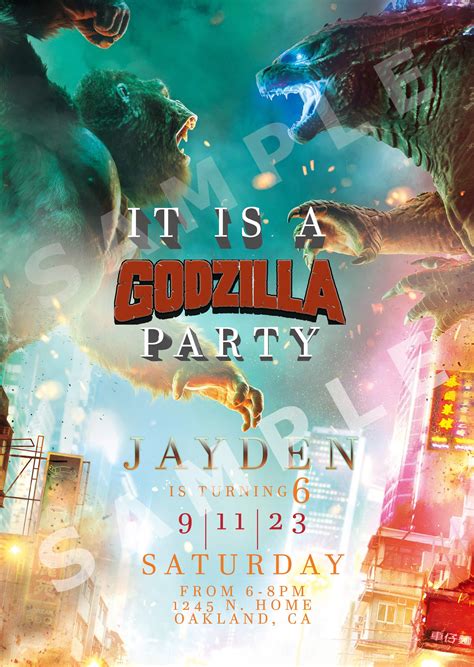 Godzilla Invite Godzilla Birthday Invitation Printable Printable