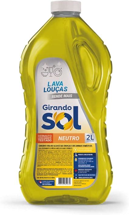 Girando Sol Detergente Lava Louças Neutro 2L Detergente Líquido Para