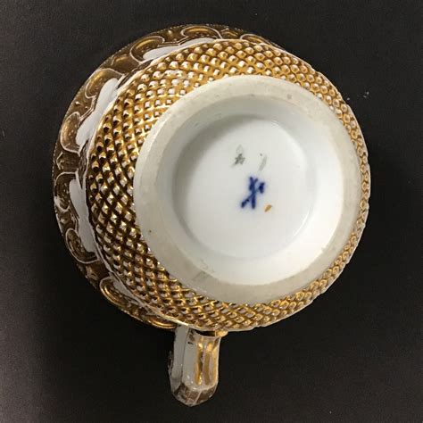 Th Century Meissen Porcelain Cup And Saucer With Gold Etsy