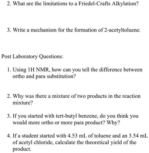 SOLVED 2 What Are The Limitations Of Friedel Crafts Alkylation 3