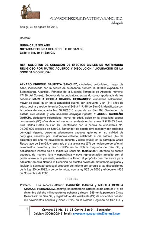 Modelo de Separación de Bienes por Mutuo Acuerdo Formación y Trámites