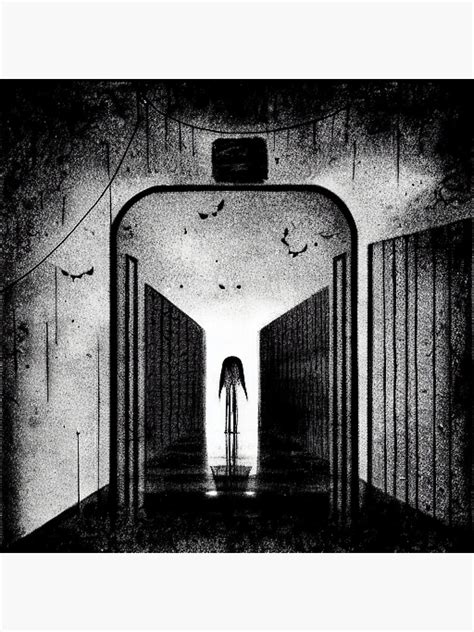 "Horror figure standing at the end of a liminal space" Art Print for ...