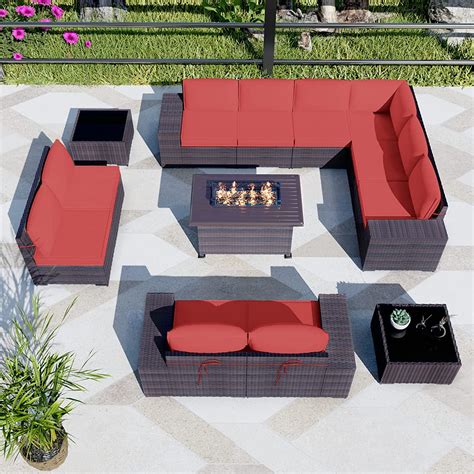 Kullavik 13 Pieces Outdoor Patio Furniture With 43 55000BTU Gas