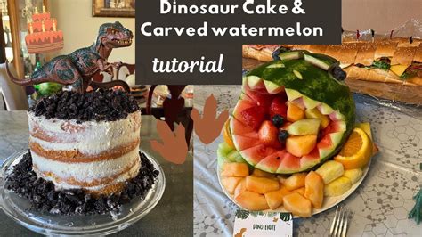 DINOSAUR NAKED CAKE CARVED DINOSAUR WATERMELON TUTORIAL Easy DIY