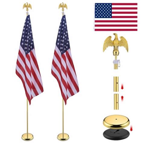 2 Pack 8 Ft Sectional Flag Pole Kit Golden Eagle Finial 3x5 Ft Us Flag
