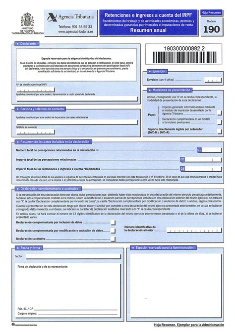 ¿cómo Rellenar El Modelo 190 De La Agencia Tributaria