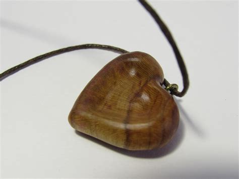 Wood Heart Necklace Wooden Heart Pendant Wooden Heart Etsy