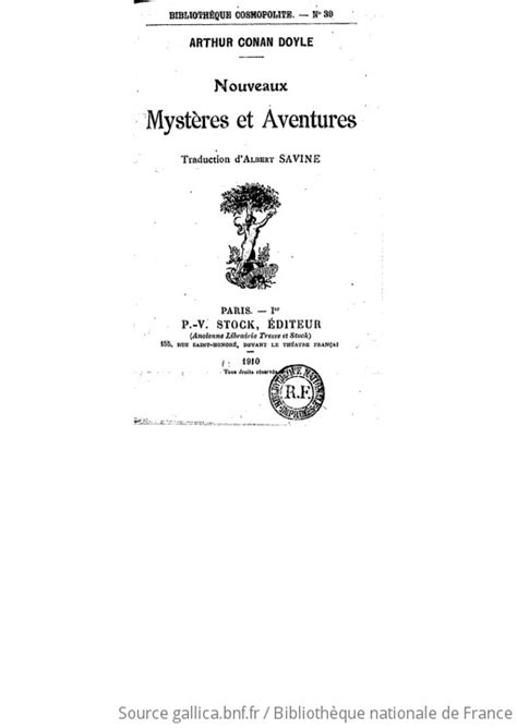 Nouveaux Myst Res Et Aventures Arthur Conan Doyle Trad De L