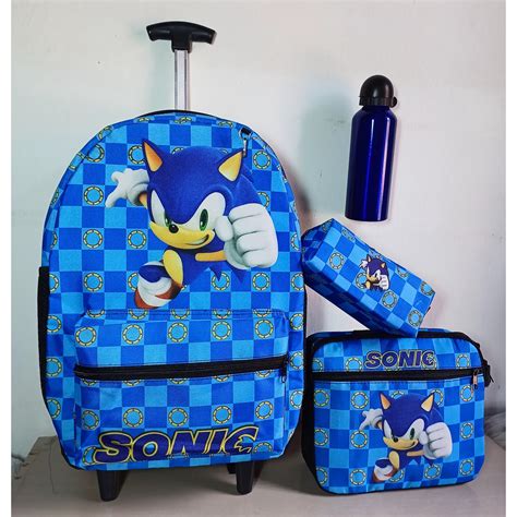 Mochila Sonic Escolar Kit Rodinha Shopee Brasil