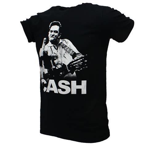 Johnny Cash Middle Finger T Shirt Zwart Officiële Merchandise