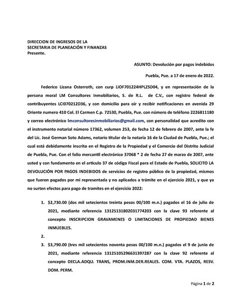 Devolucion De Pago Indebido Finanzas Puebla Direccion De Ingresos De