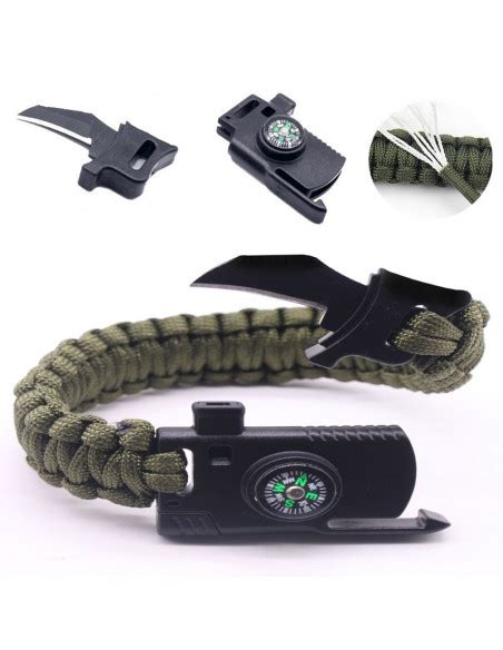 BRANSOLETKA PARACORD SURVIVAL 5w1 Kompas KRZESIWO