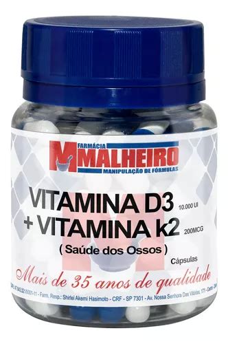 Vitamina D3 10 000 Ui Vitamina K2 Mk7 200 Mcg 60 Cápsulas Mercadolibre