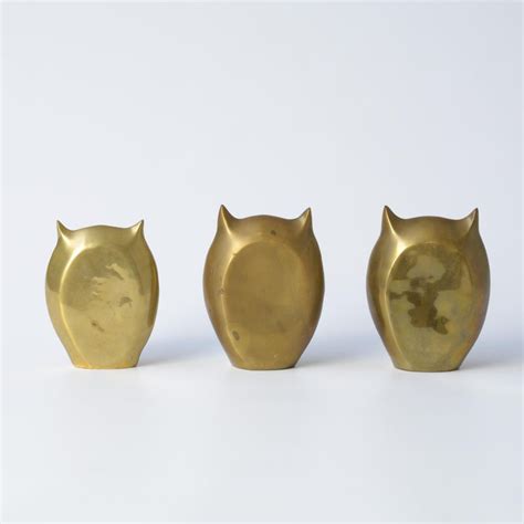 Decorative Set Of 3 Brass Owls At 1stdibs