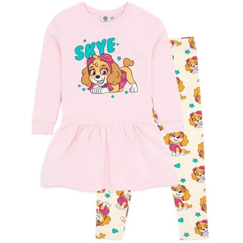 Paw Patrol Girls Skye Sweater Dress Leggings Set 5 6 år Pi Pink 5 6