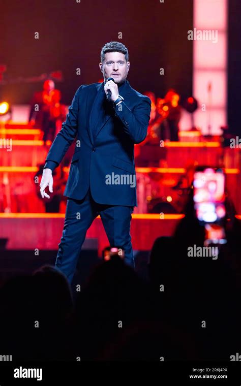 Michael Bublé performing live in concert at Qudos Bank Arena in Sydney ...