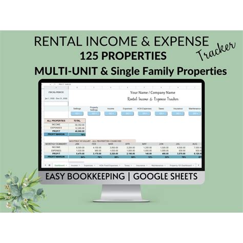 125 Multi Unit Properties Rental Income Expense Tracker Landlord