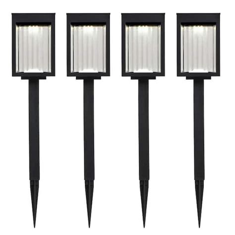 Hampton Bay Lumens Black Led Weather Resistant Outdoor Solar Path