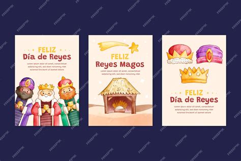 Colección De Tarjetas De Felicitación De Reyes Magos En Acuarela