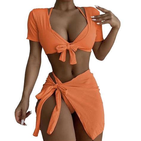 Xuapaodt Bikini Set Women S Solid Color Sexy Bikini Split Body With