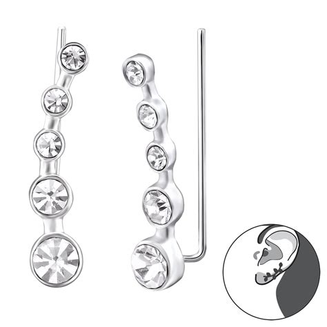 Ear Climber 925 Sterling Silber Kreise Ohrstecker Ohrklemme Mit