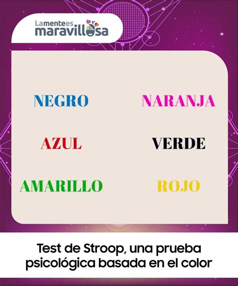 Test De Stroop Una Prueba Psicológica Basada En El Color Pruebas Psicologicas Pruebas De