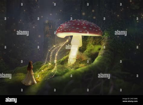 magic forest and the mushroom Stock Photo - Alamy