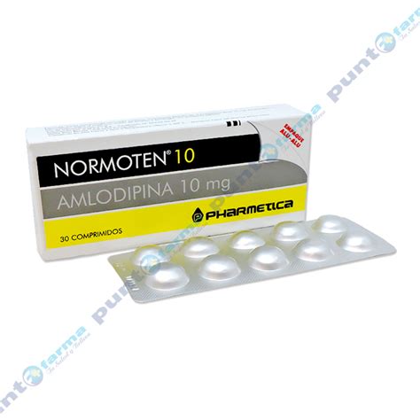 Normoten 10 Amlodipina 10mg Caja 30 Comprimidos Ranurados Punto Farma